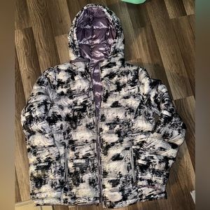 CALVIN KLEIN Reversible Hooded Purple Down Insulated Puffer Jacket Womens Size L